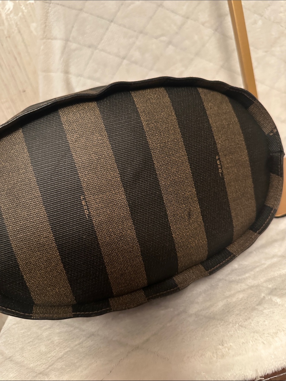 Fendi Black and Brown Vertical Stripe Tote - Picture 6 of 15